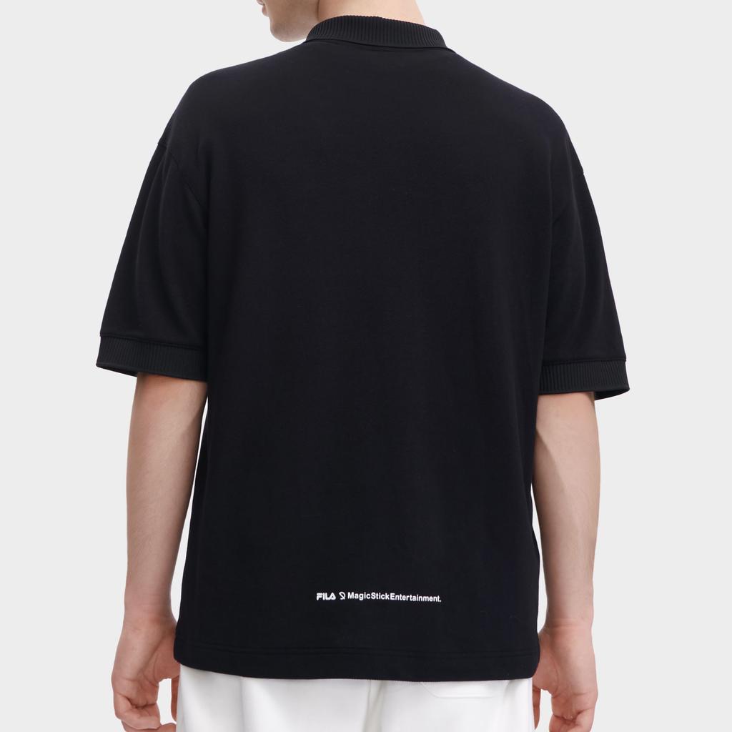 FILA X MAGIC STICK Collaboration Letter Print Casual Short Sleeve Polo Shirt Men Polo Shirts Black F11M329105FBK
