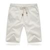 Herren Leinen Baumwolle Kordelzug Taille Gerade Beine Freizeitshorts