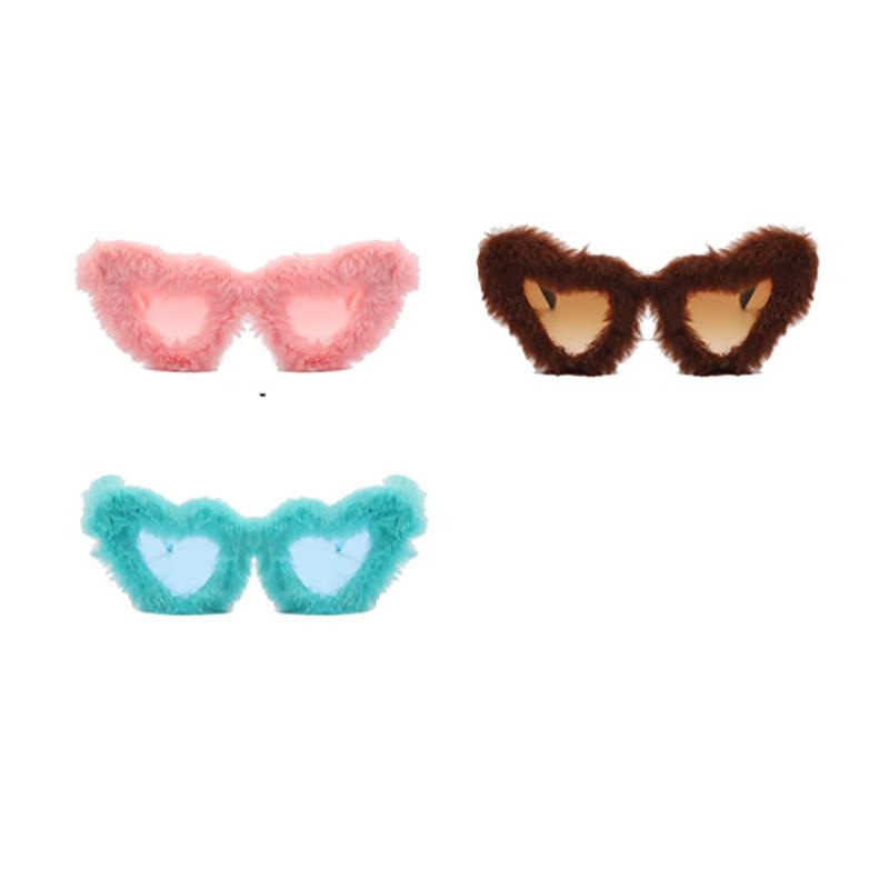 Plush Cute Funny Heart Shaped Sunglasses Fashionable Sun Glasses Personality Love Gradient Pink Glasses Sexy Cat Eye Party Eyewear