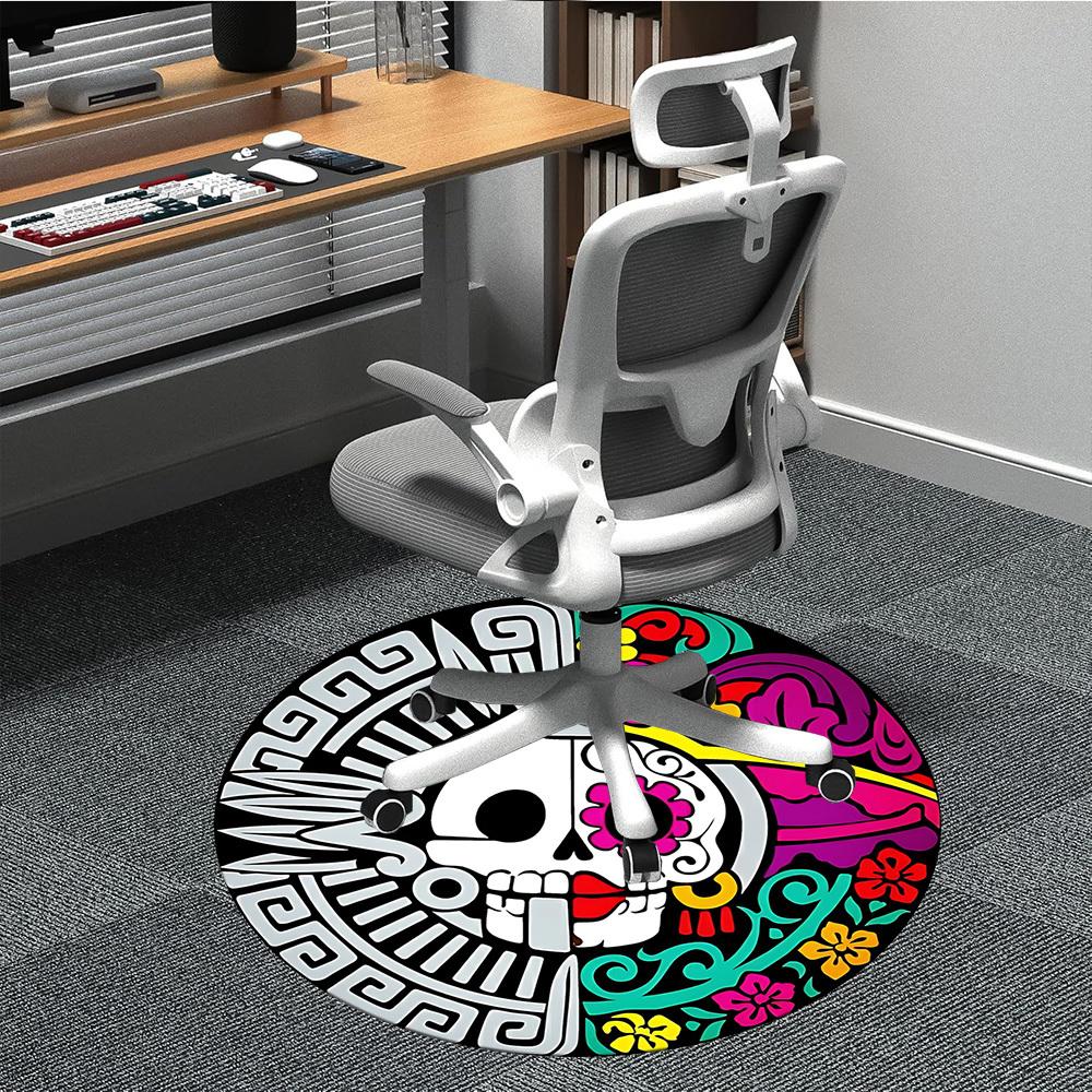 

1PC Day of the Dead Skull Chair Carpet for Office Non-Slip, Lightweight, Machine Washable Rug for Office, Sleeping, Room - Holiday Decoryy251009096 80cm by 80cm