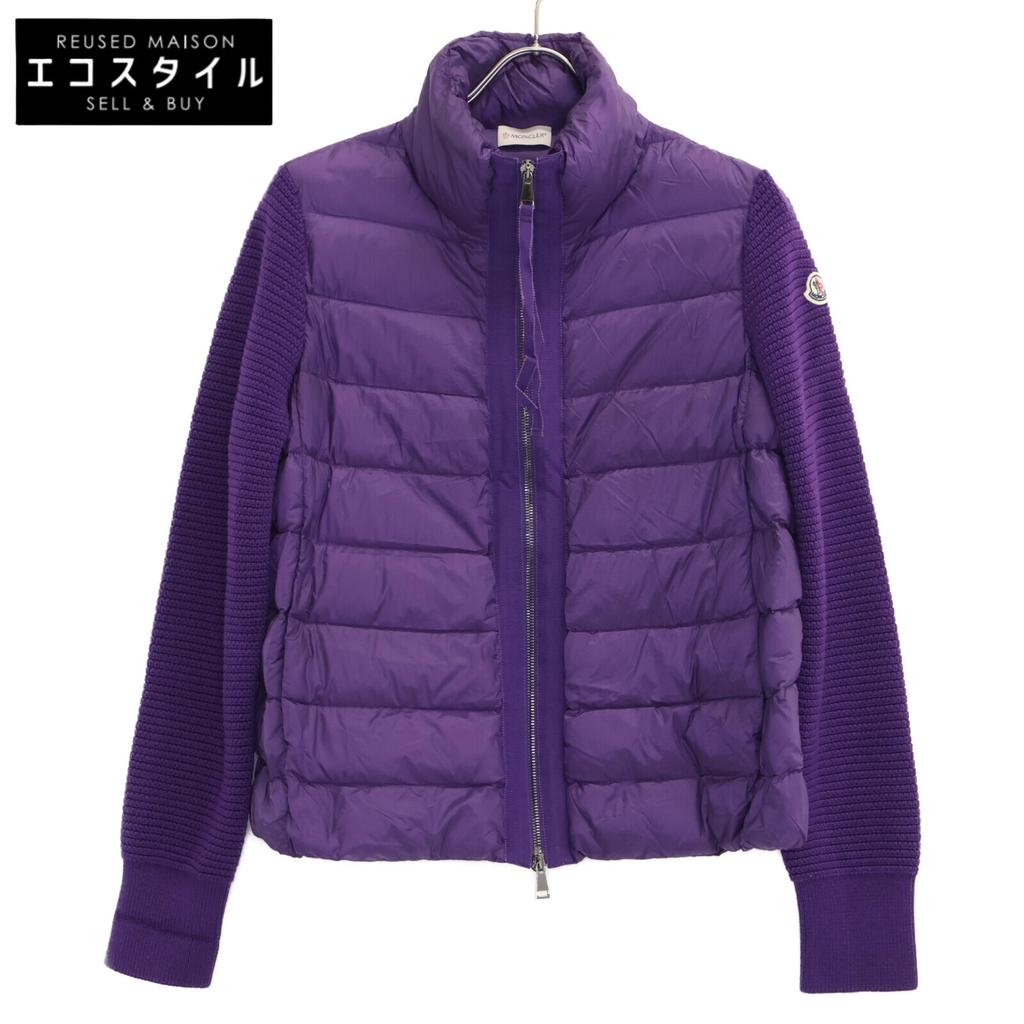 MONCLER [Good Condition] E20939455700 MAGLIONE TRICOT CARDIGAN Knit-switched down jacket Jacket M purpleUsed