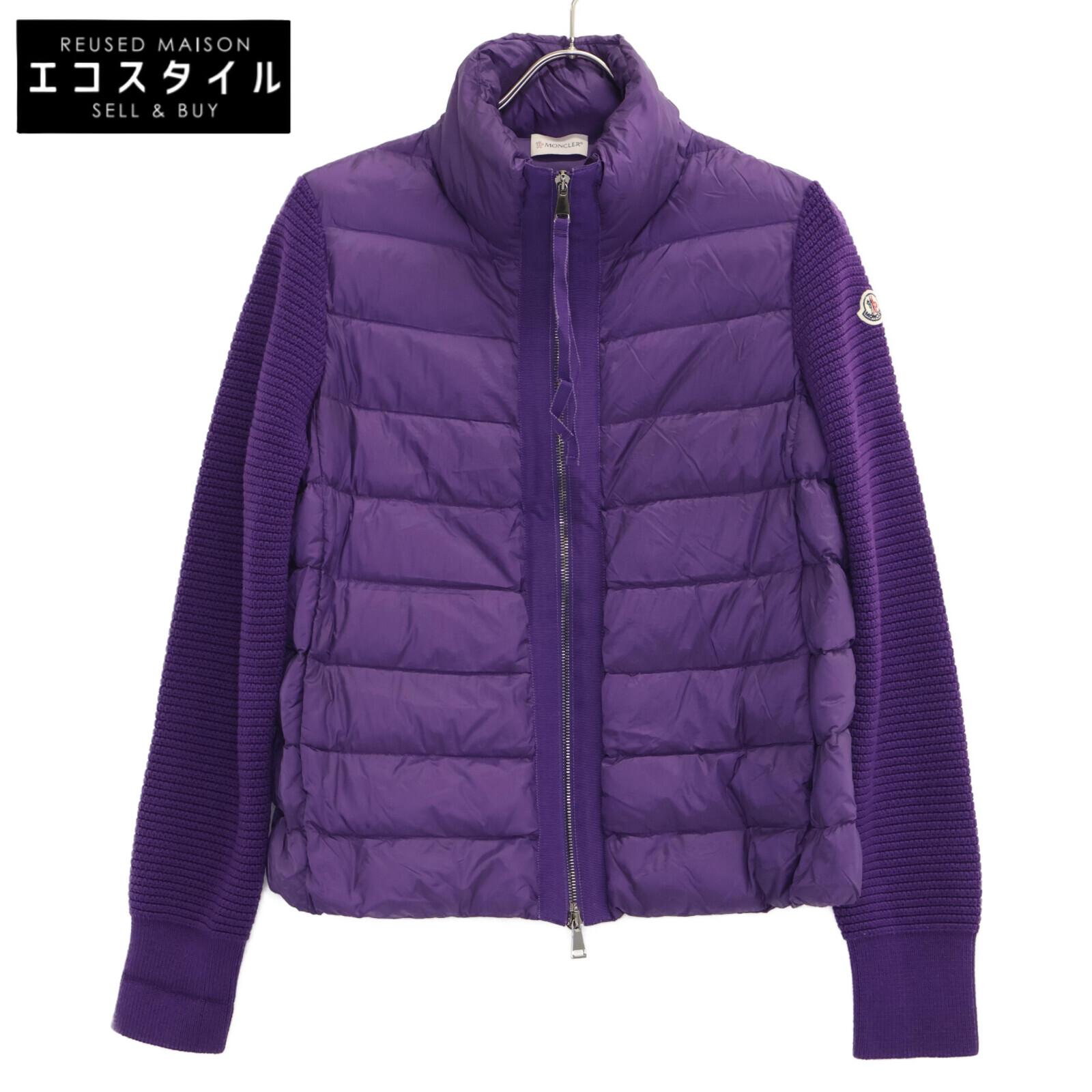 

MONCLER [Good Condition] E20939455700 MAGLIONE TRICOT CARDIGAN Knit-switched down jacket Jacket M purpleUsed
