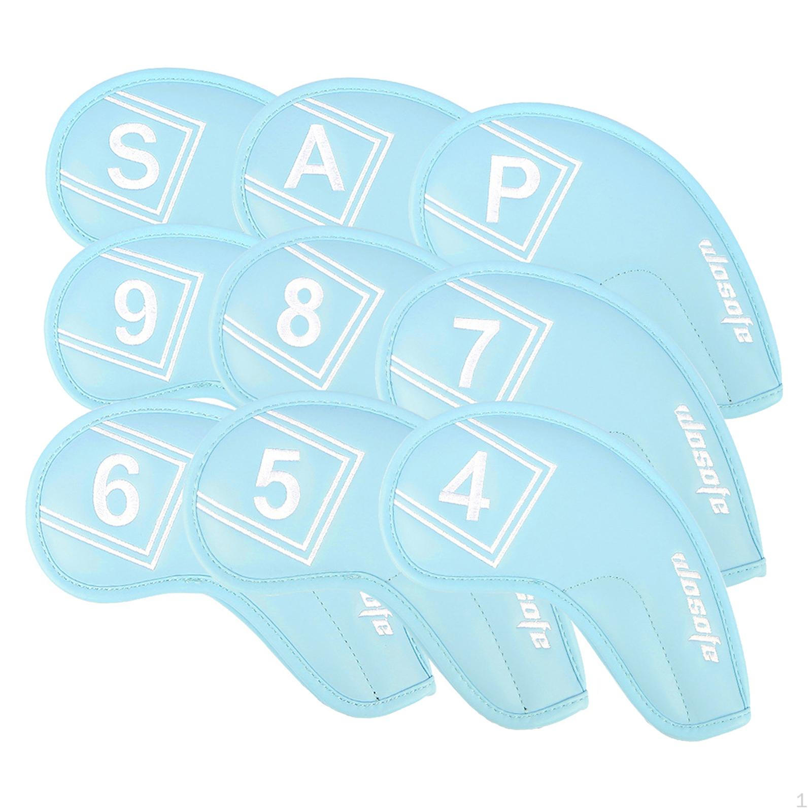 9 Pieces Golf Club Head Cover for Irons Protective Sleeve Waterproof PU Leather Headcover