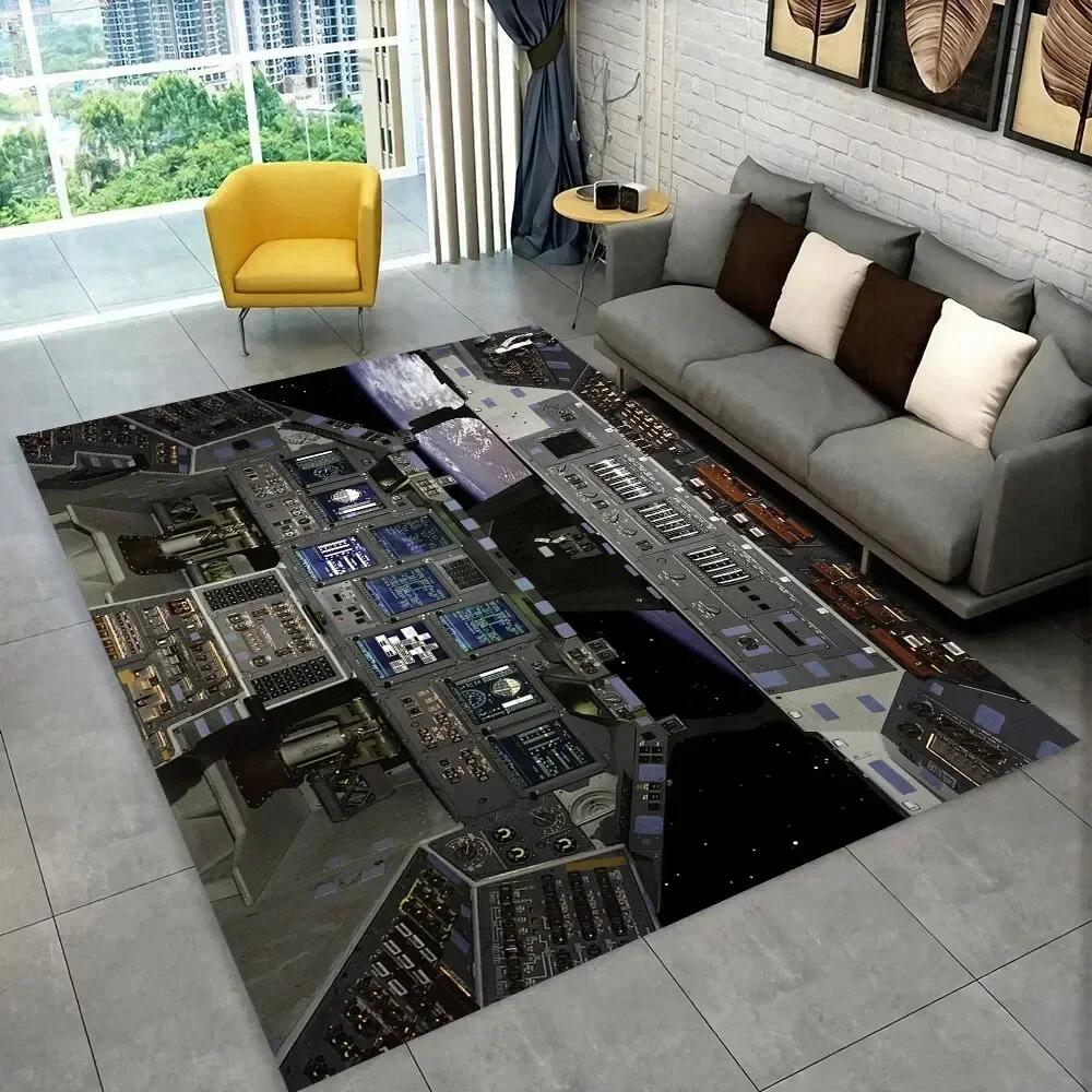 Fighter Aircraft Control Cockpit Cabin Carpet Rug for Home Living Room Bedroom Sofa Doormat Decor,Area Rug Non-slip Floor Mat