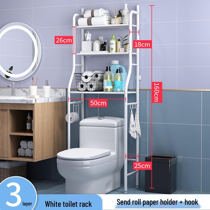 Stainless Steel No-Punch Multi-Layer Bathroom Storage Rack for Above Toilet