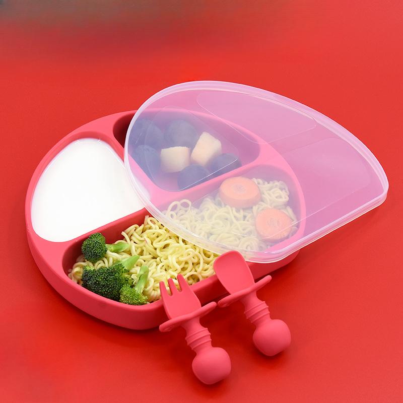 Baby Einteilige Silikon Saugbecher Schüssel Kinder Essen Trennteller Anti-Tropf und Bruchfest Adsorptionsgeschirr