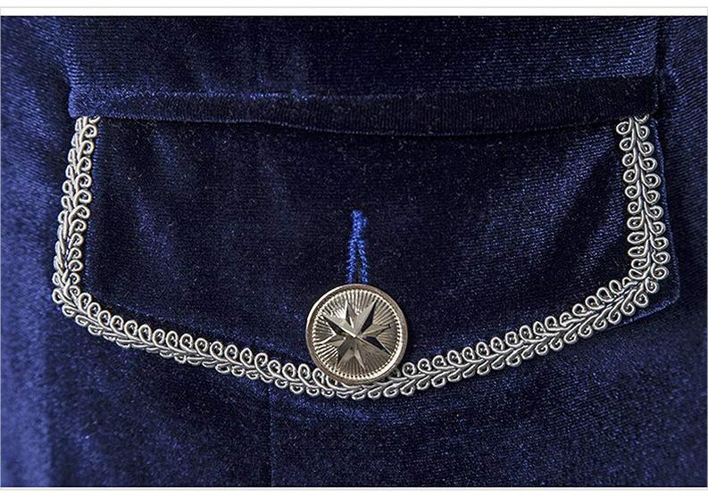 2021 Christmas Men's Steampunk Velvet Coat with Stand Collar