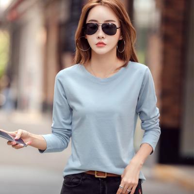 T-shirt in cotone da donna Office Spring Casual T-shirt a maniche lunghe con o-collo Autunno allentato coreano Harajuku Plus Size Camicie femminili Top