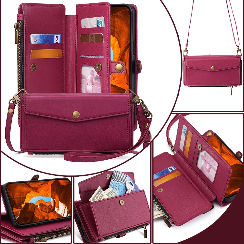 For OnePlus Nord CE4 5G Case Zipper Wallet Stand Leather Phone Cover with Adjustable Lanyard