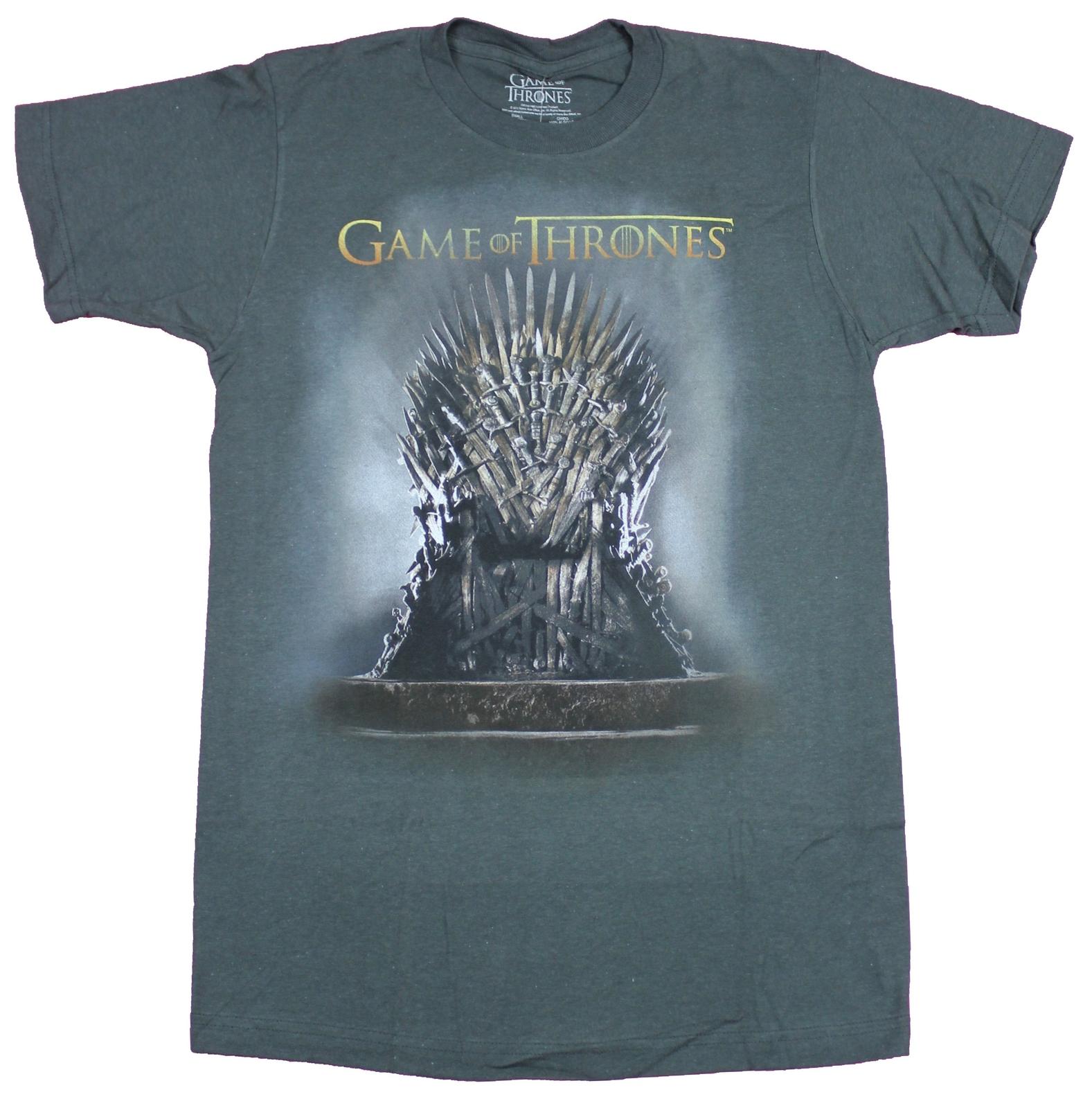 Game of Thrones Mens T-Shirt - Iron Throne Image Under Logo L