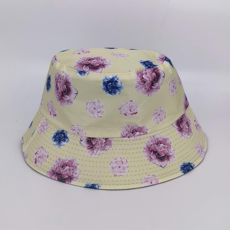 Spring and Autumn Versatile Double-sided Bucket Hat Women's UV-proof Flower Floral Pot Hat Outdoor Casual Pattern Bucket Hat