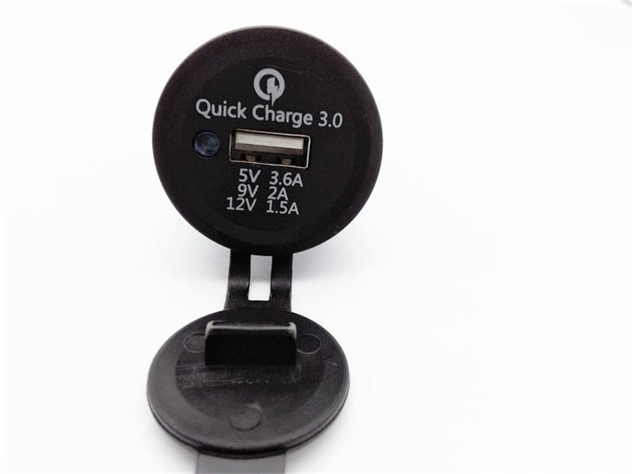 1Set 3.6A USB Motorcycle Quick Charge 3.0 Car Charger Adapter 12V-24V Black