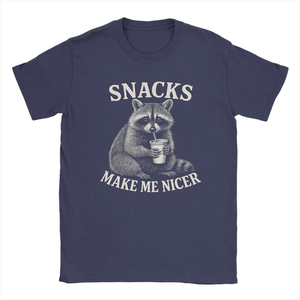 Snacks Make Me Nicer Raccoon Animal Sarcastic Saying Raccoon T Shirt Summer  Cotton TShirts For Unisex Hip Hop Design Tshirt