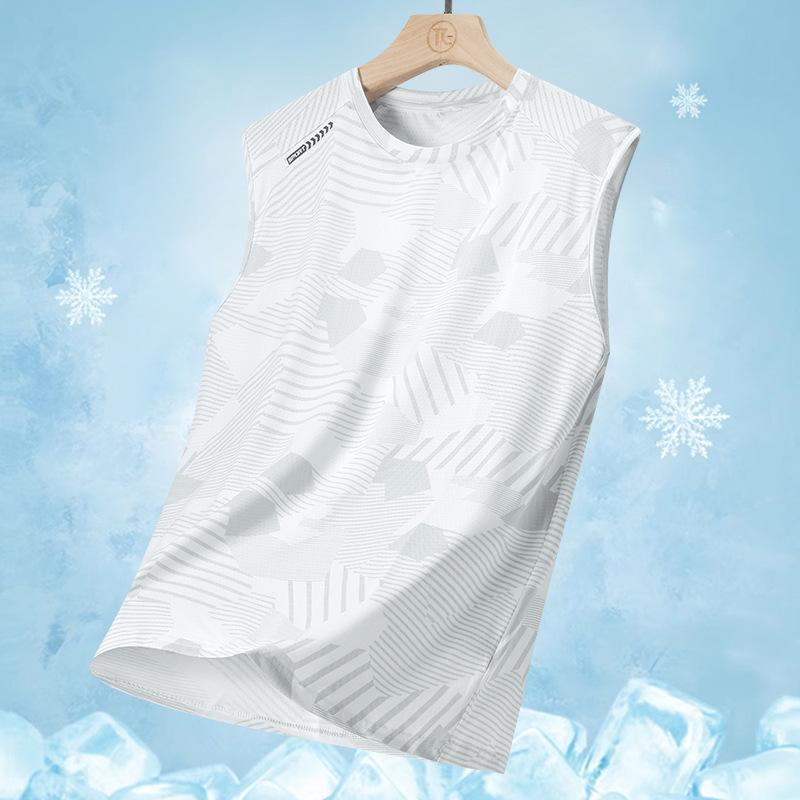 Ice Silk Vest T-shirt Men's Camouflage Quick-drying Elastic Outdoor Sports Thin Air Conditioner Casual Sleeveless Jersey Tide