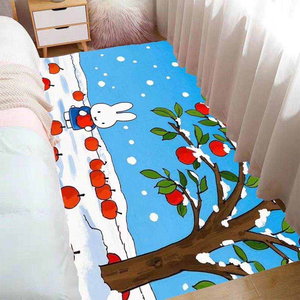 Kawaii Miffy Rabbit Carpet Bedside Blanket Foot Mat Cute Cartoon Bay Window Mat Coffee Table Blanket Anti-slip Floor Mat