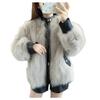 Fur jacket women's imitation fox fur PU leather splicing 2024 winter new short version thickened plush coat
