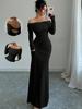 Robe de soirée moulante à une épaule plissée Printemps 2025 pour femmes