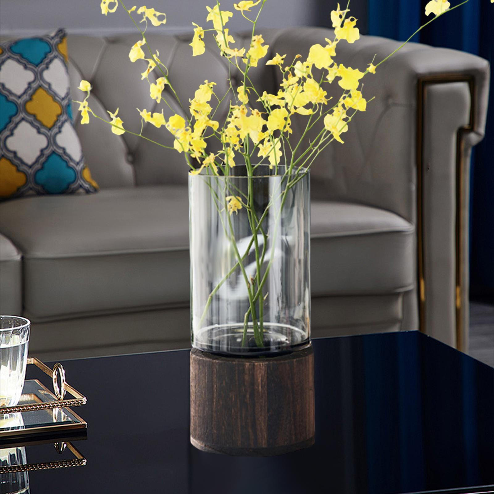 

Цилиндрическая ваза для цветов, украшения-бутоны, деревянная подставка, высокая бутылка для рабочего стола, гостиной, столовой 10cmx25cm