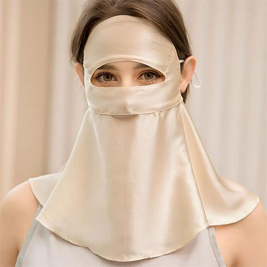Mulberry Silk Facekini: Full Face & Neck UV and Smoke Protection Mask for Women