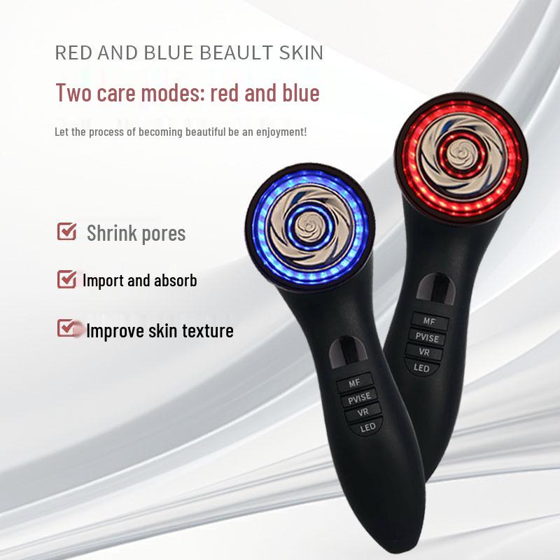 EMS Vibration Massage Beauty Device with Color Light for Lifting, Firming, and V-Face Red/Blue Light Therapy