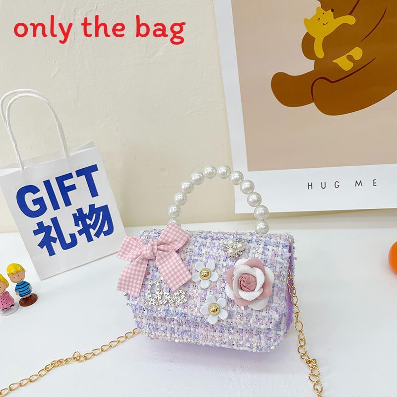 Borsa da ragazza elegante in cotone con decorazioni di perle artificiali per l'uso quotidiano