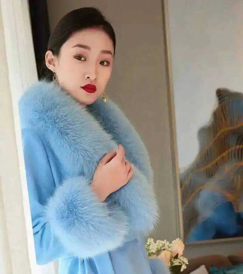 Natural Real Fox Fur Collar Cuff Set Winter Women Warm Scarf Genuine Fur Trimming For Parka Coat Hood Luxury Fluffy Decor Shawl
