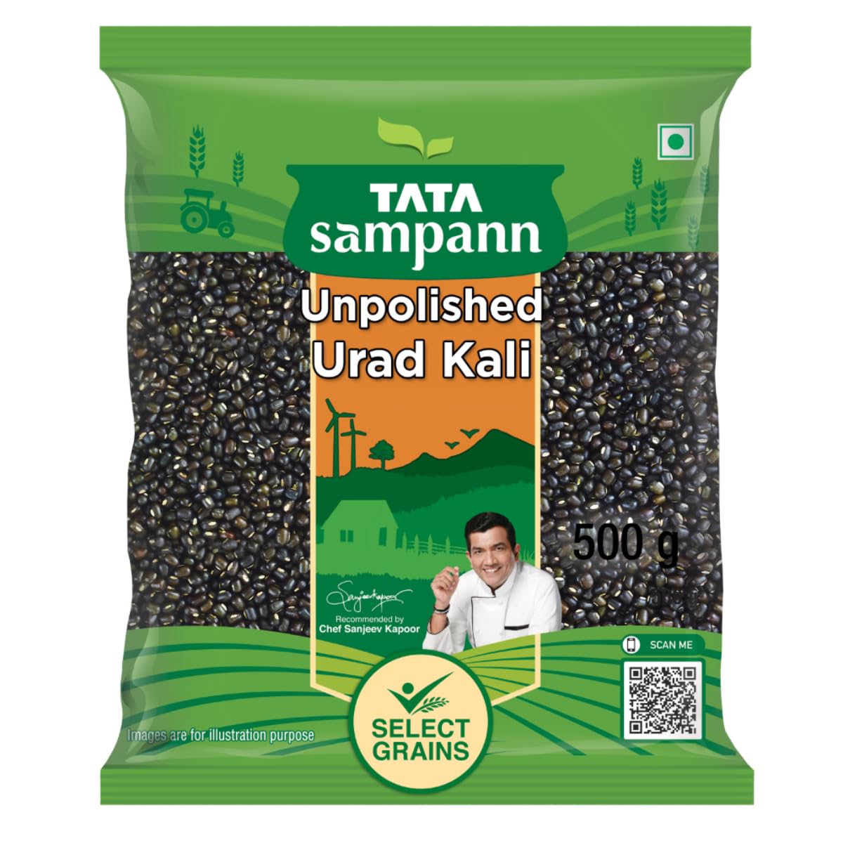 

Tata Sampann Unpolished Urad Kali Dal 500g Pack Premium Black Gram Pulses for Healthy Meals