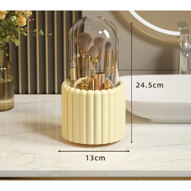 

Портативный настольный косметический органайзер, держатель для кистей для губной помады, вращающийся на 360° пылезащитный роскошный корпус для кистей, ящик для хранения кистей для макияжа
