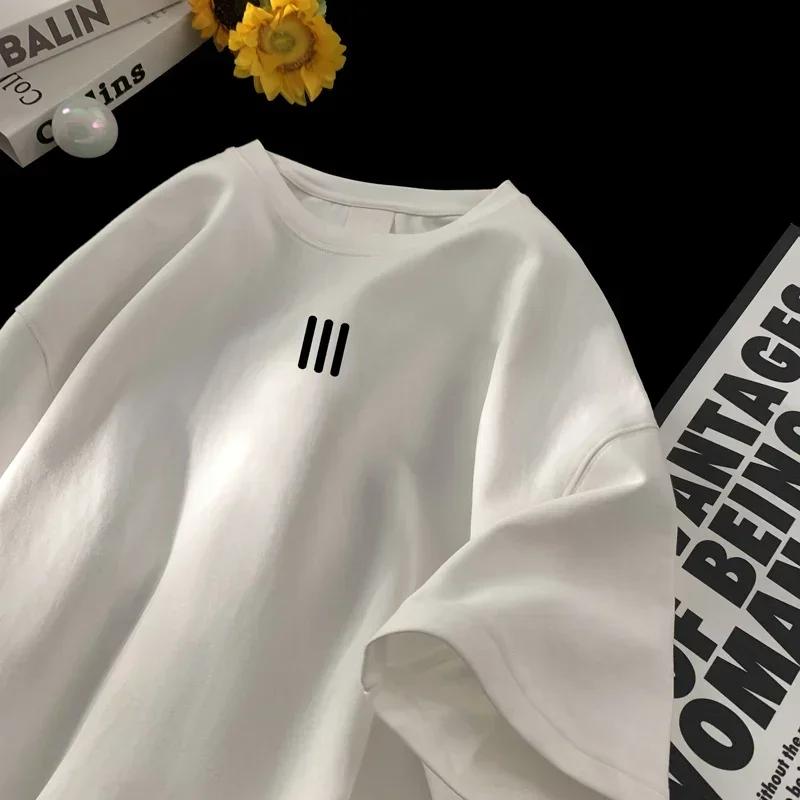 Herren Oversized T-Shirts Herren Baumwoll T-Shirt Weiß 3XL Lässige Sommerbekleidung Mode Print T-Shirts für Herren Neue Kleidung2024 Neu