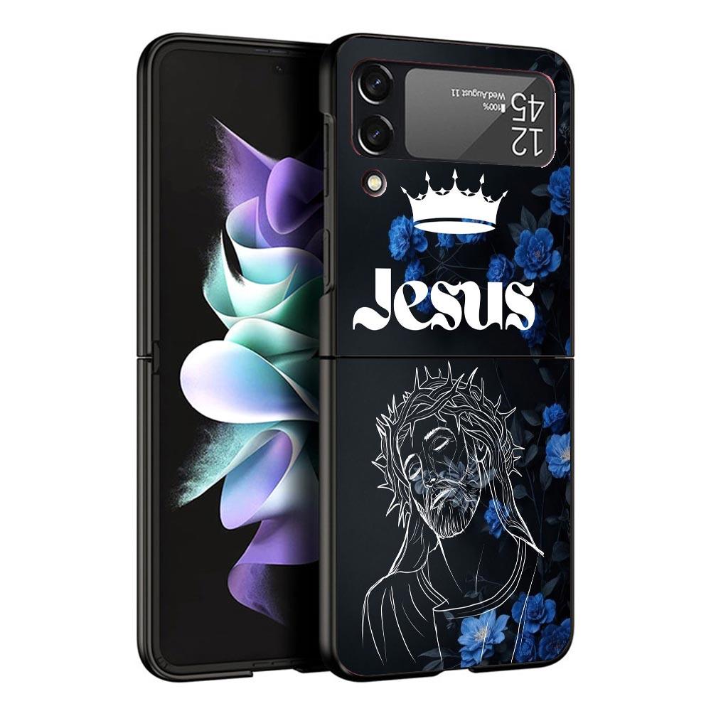 Jesus Bible Black Phone Case For Samsung ZFlip7 ZFlip6 ZFlip5 ZFlip4 ZFlip3 5G Hard Protective Galaxy Z Flip 3 4 5 6 7