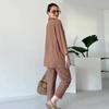 2024 Autumn Casual Solid Color Loose Top and Long Pants Set - European and American Lazy Style