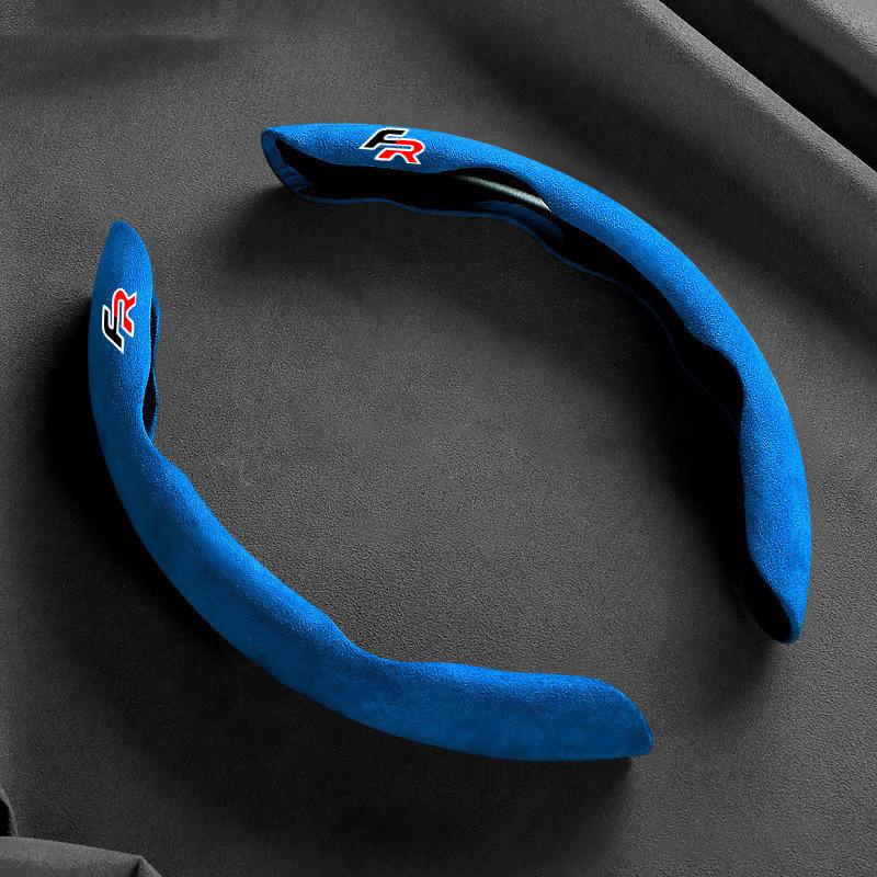 DCBE5 Suede Car Non-Slip Steering Wheel Anti-slip Covers For Seat FR Leon Ibiza Altea Exe 5f Mk2 Mk3 TARRACO Auto Interior Accessories
