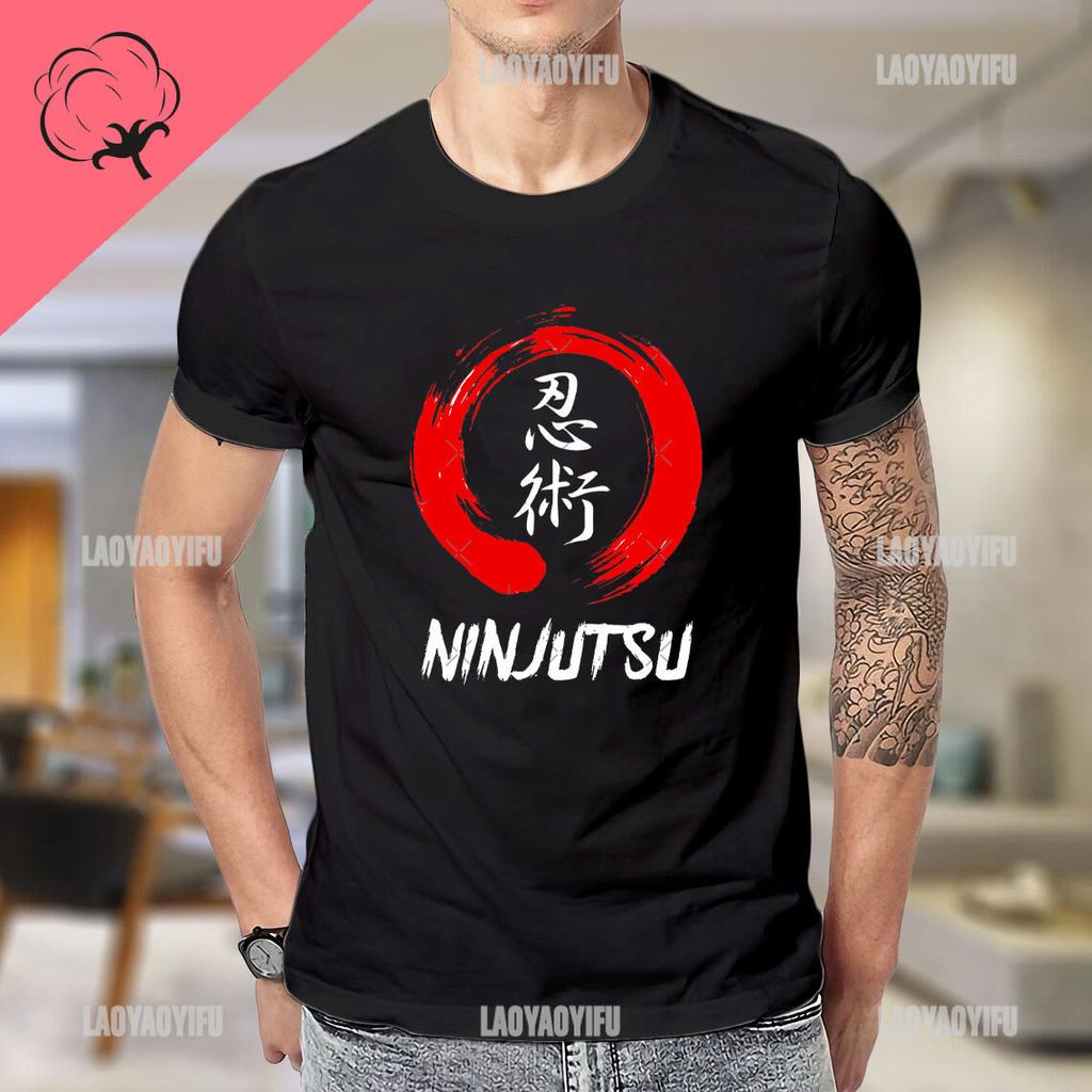 Ninja Japanese Kanji Script Calligraphy Shinobi Ninjutsu TShirt Cotton Woman T Shirt Black T Shirt Man Mens Tall T Shirts