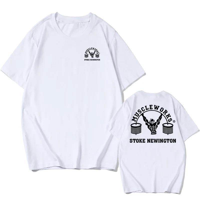 Lato Nowe Męskie Koszulki Siłownia Bieganie Trening Bawełna Okrągły Dekolt Oversize T-Shirt Moda Odzież Męska Ubrania Fitness Top