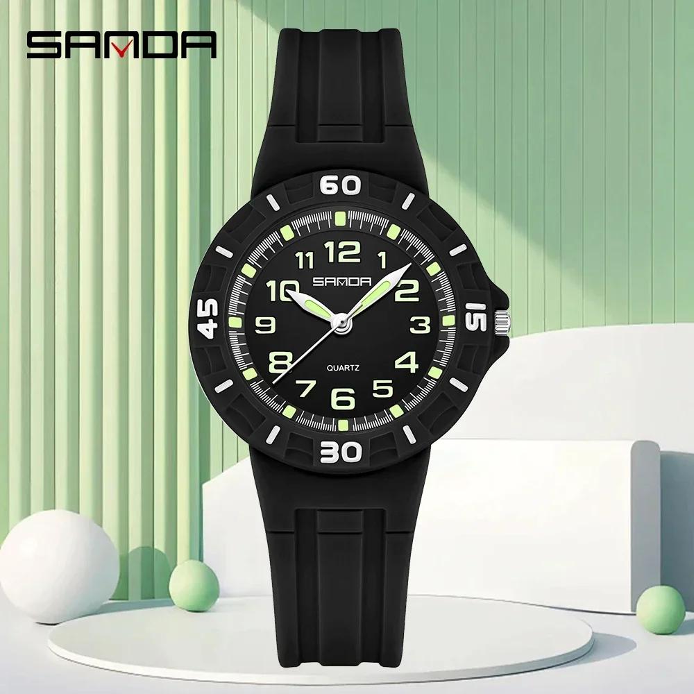 Sanda 6386 sport waterproof men's watch for both men and women, new quartz minimalist watch for students, silicone strap