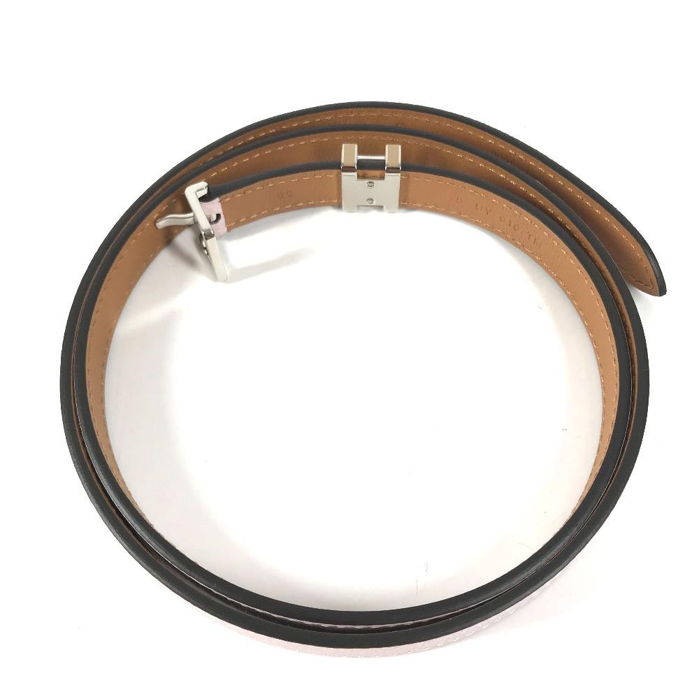 Hermes Pop H Logo Buckle Thin Belts Accessories Belt Leather Mauve Pail Pink