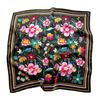 Satin Scarf 70X70 - Flowers on a Black Background