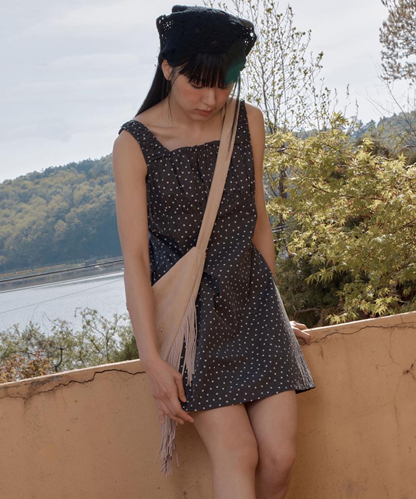 Selliteiljeu Star Shirring Sleeveless Mini Dress_Black