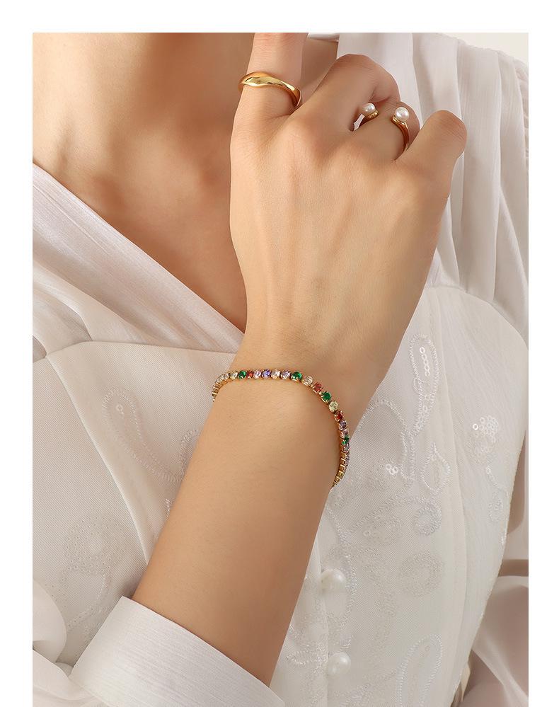 European & American Luxurious Zircon Rhinestone Bracelet - Colorful, Versatile, and Personalized.