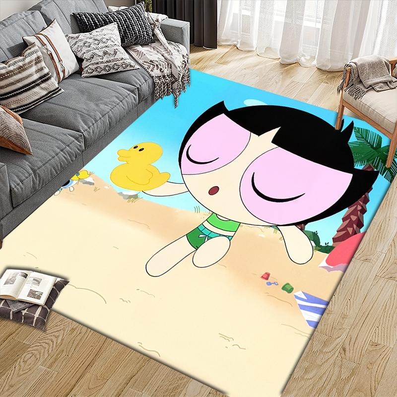 Powerpuff Girls Blossom Bubbles Buttercup Square Area Rug, Non-Slip Floor Mat for Bedroom, Perfect Gift for Fans.chl