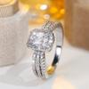 Luxury Square White Zirconia Ring Fashion Party Wedding Proposal Jewelry Gift Wedding Rings for Women