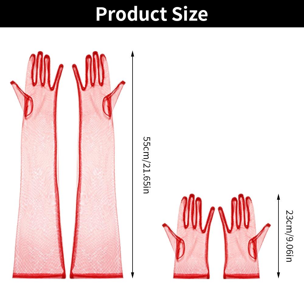 Women Sexy Lace Gloves White Mesh Tulle Gloves Lady Summer Sunscreen Mittens For Lady Driving Gloves Thin Elbow Long Gloves