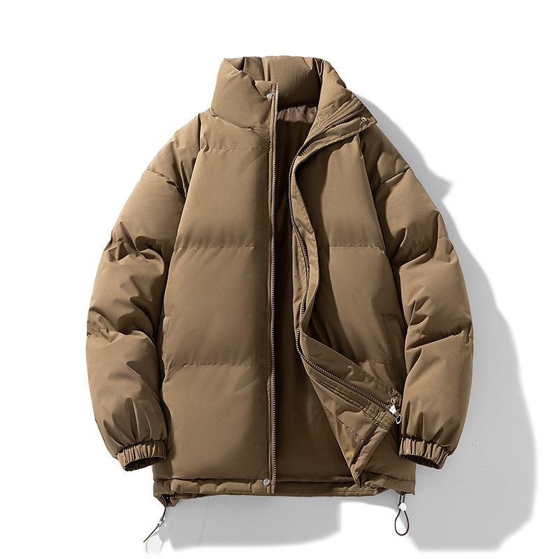 Men's 2025 Stand Collar Cotton Puffer Jacket - Winter Warm, Thick, Solid Color, Casual Coat
