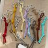 Romantic Heart Shaped Keychain Lightweight PU Leather Cord Alloy Charm Bag Decoration for Couples Friend Gift