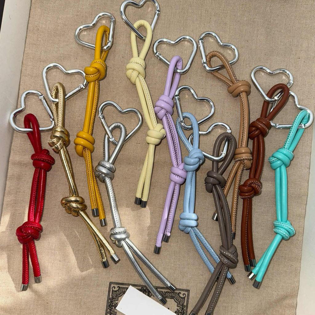 Romantic Heart Shaped Keychain Lightweight PU Leather Cord Alloy Charm Bag Decoration for Couples Friend Gift
