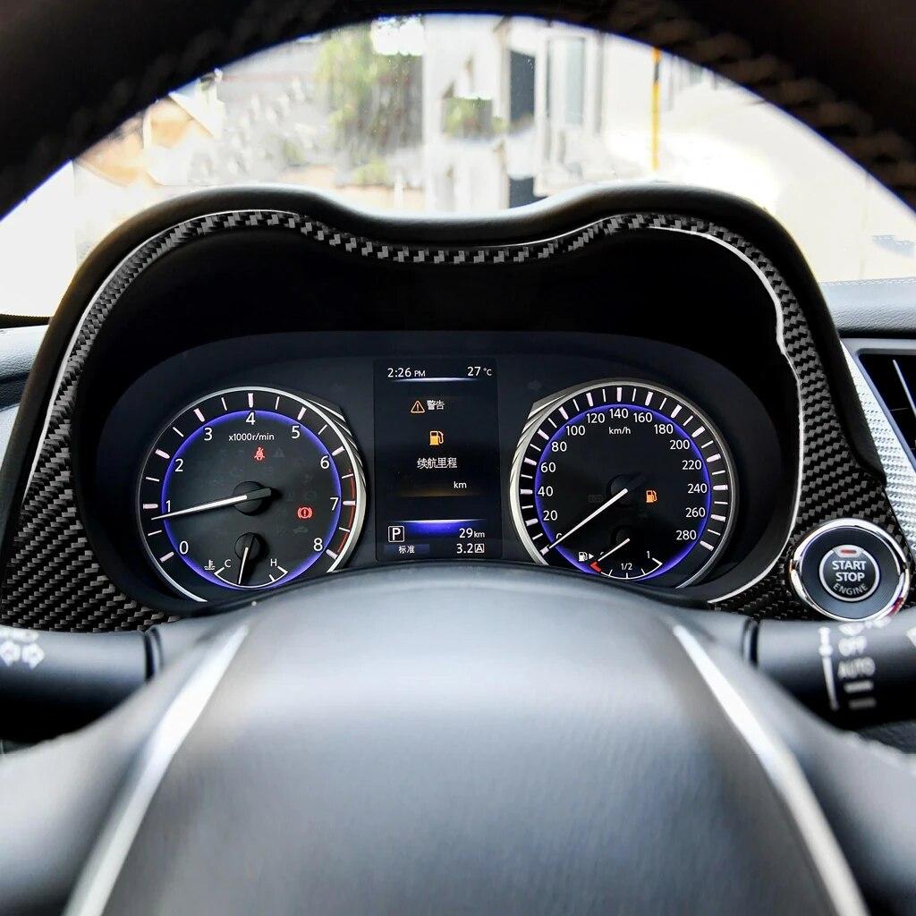 For Infiniti Q50 2014-2022 Car Dashboard Decoration Cover Sticker Decal Trim Auto Interior Accessories Real Carbon Fiber