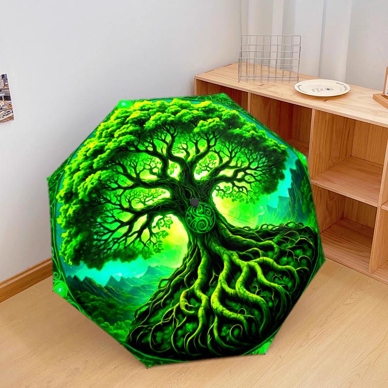

1PC Celtic Tree of Life Umbrella Portable Folding Umbrella Iron Frame Hole Bone Structure Outdoor Home Umbrella A14