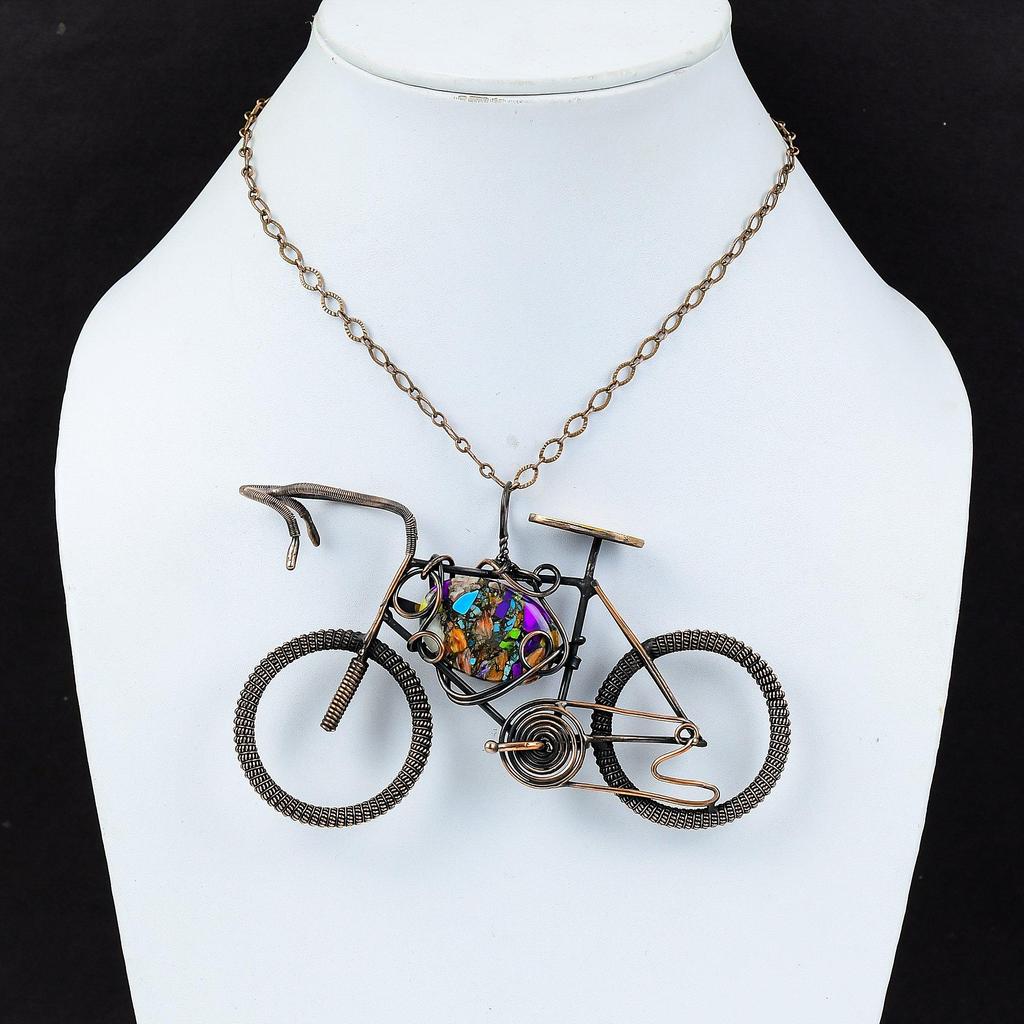 Fiesta Kingman Turquoise Pendant Multi Copper Turquoise Pendant Copper Wire Wrapped Gemstone Pendant Handmade Jewelry Cycle Pendant For Gift