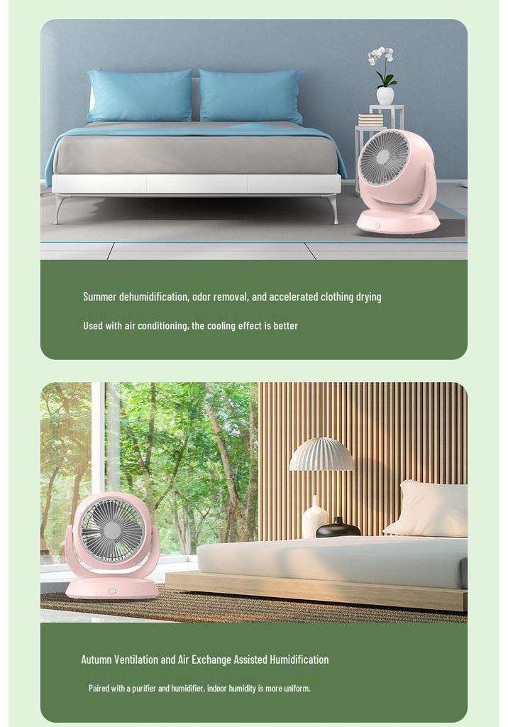 High-Power Ultra-Quiet Multifunctional Desktop Fan for Air Circulation
