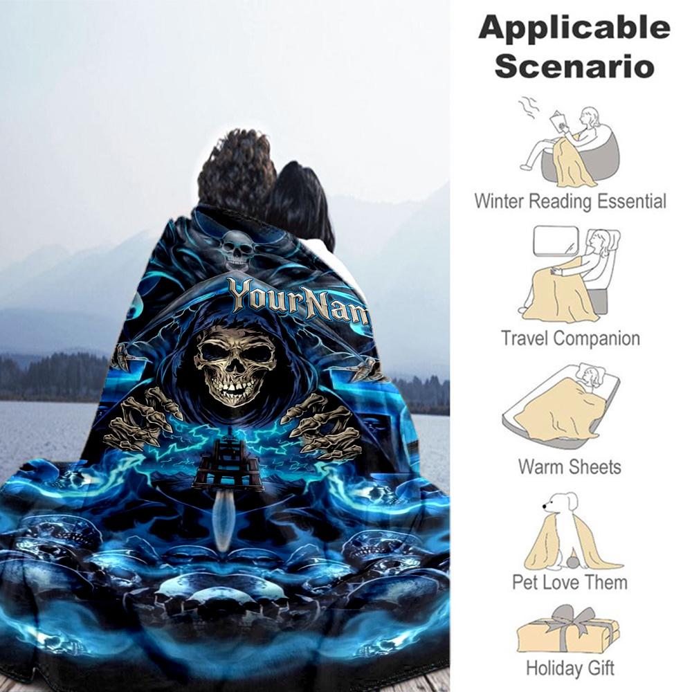 Gothic Illustrations Customize Text Blanket Gift Customizable Blanket Soft & Cozy for Nap Bed Chair Living Room Ideal for All Seasons